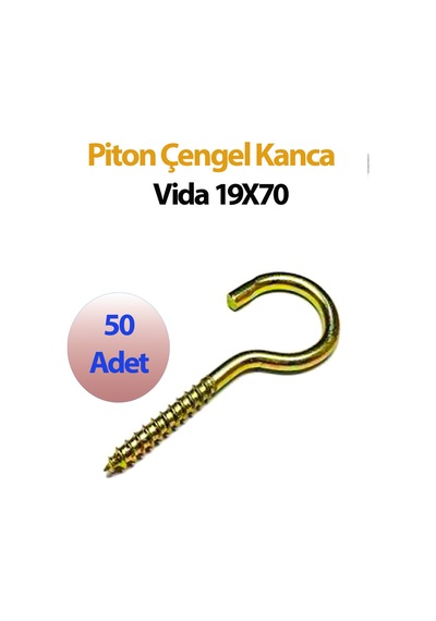 Piton Çengel Kanca Vida 19x70 Mm 50 Adet Diğer