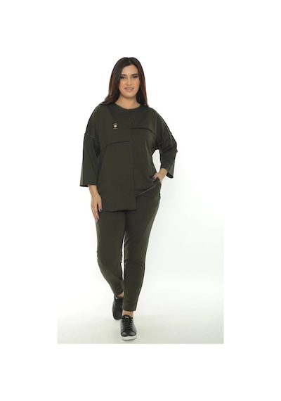 Lady Majestic Cotton 1. Kalite Büyük Beden Özel Tasarım Eşofman Takımı Haki