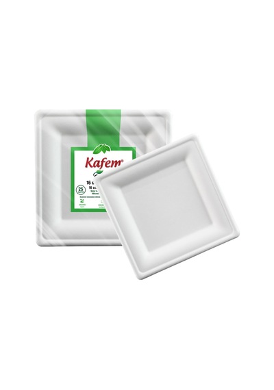 Kafem Ekolojik Kare Tabak 16 Cm 25 Li X 20 Paket Koli
