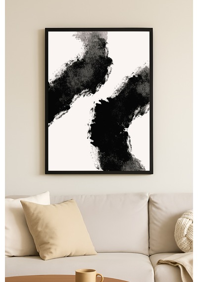 Inner Gaze Siyah Ahşap Çerçeveli Poster, Dekoratif Soyut Monokrom Duvar Tablosu