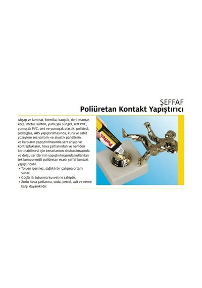 Tr Şeffaf Poliüretan Kontakt Yapıştırıcı, Metal-plastik-cam, 50 Ml