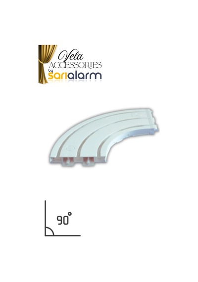 Vela - 3 Raylı Kornişler İçin Tam Dönüş 90 Beyaz