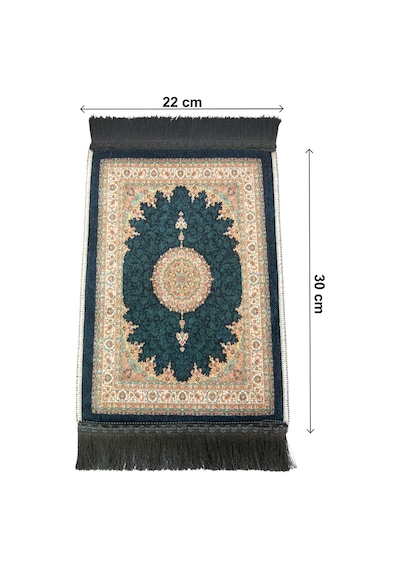 Mini Alın Seccadesi Kaymaz Taban Desenli Cep Tipi Seyahat Namaz Seccadesi - Petrol Yeşili