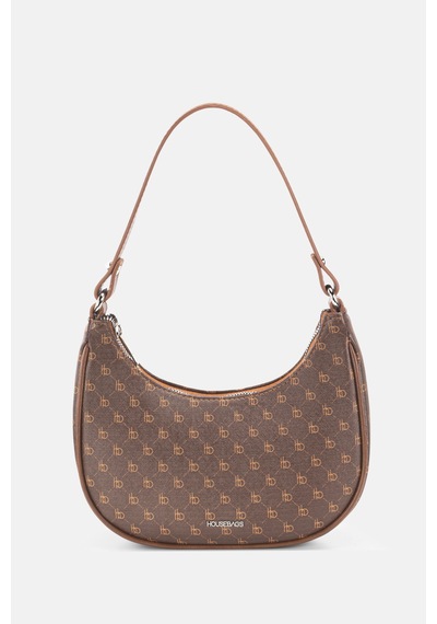 Housebags Kadın Logo Desenli Kahverengi Oval Omuz Çantası 240 Logo Desenli Kahverengi