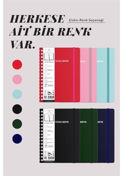 Vj Spiralli Sert Kapak Defter A5 100gr 160sf Çizgili Siyah Siyah
