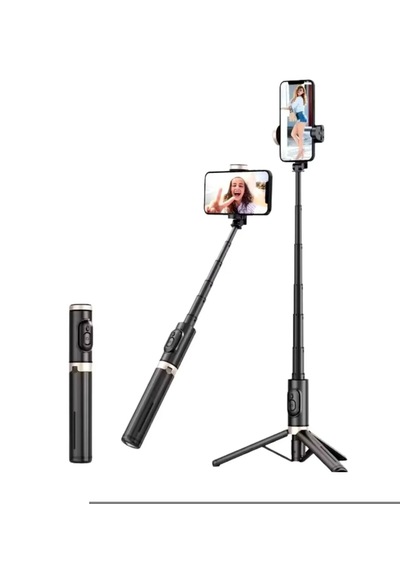 T17 Bluetooth Kumanda Özellikli Ayarlanabilir Uzunluk Stabil Selfi Çubuğu Mini Tripod 73 Cm 1 ADET