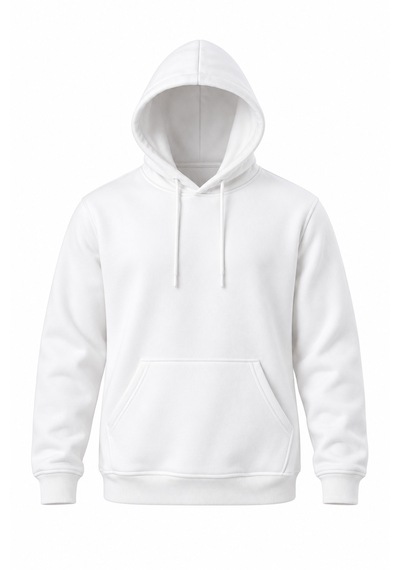 Coal City Erkek 3 İplik Şardonlu Oversize Kapüşonlu Sweatshirt Yumuşak Dokulu Beyaz