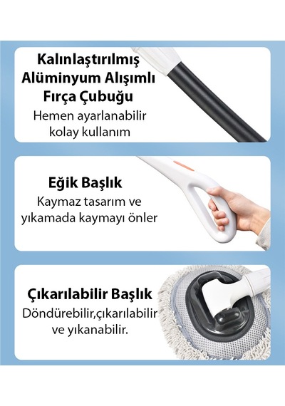 Ally Ls-443 Teleskopik Mikrofiber Araba Yıkama Fırçası Uzun Saplı Fırçası Oto Mopu