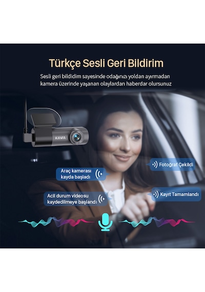 Kawa D5 Gen2 2k 1296p Wifi 145 Geniş Açı Lens Gece Görüşlü 32gb Hafıza Kartlı Akıllı Araç Kamerası