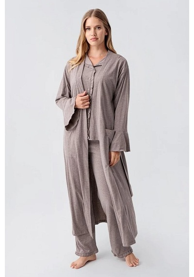 Artış Collection Artış 23112 Lohusa Pijama Takımı Kahverengi