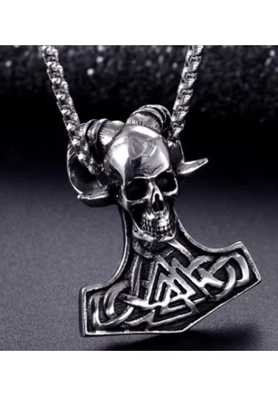 Viking Mitolojik Valknut Mjolnir Kafatası Kurukafa Kolye Gümüş Viking Mitolojik Valknut Mjolnir Kafatası Kurukafa Kolye Gümüş