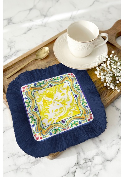 Barok Motifli Saçaklı Dekor Peçetesi - Akdeniz Stili Sarı Lacivert Bohem Bardak Altlığı Mendil Sedefli Göl Pembe Barok Motifli Saçaklı Dekor Peçetesi - Akdeniz Stili Sarı Lacivert Bohem Bardak Altlığı Mendil Sedefli Göl Pembe