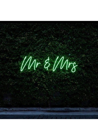 Mr & Mrs Yazılı Neon Tabela Yeşil