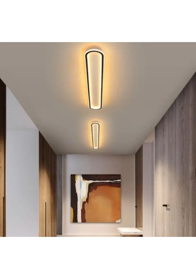 Siyah 60x16 cm Oval Avize 3000K Sarı Işık Led Tavan Lambası