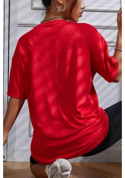 Unisex Karasuno Baskılı T-shirt Kırmızı