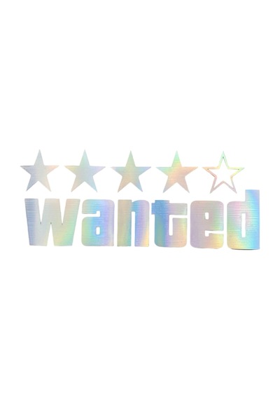 Wanted Yazılı Hologram Efektli Cam Stickeri 20x9cm Renk
