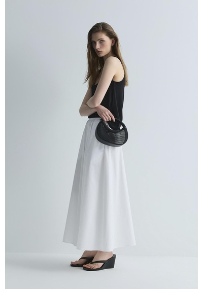Suud Collection Beyaz Lara Kloş Etek