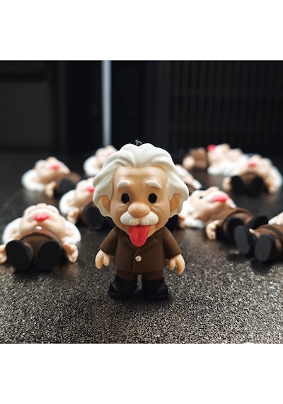 Albert Einstein Dil Çıkaran Hareketli Anahtarlık Ve Mini Dekoratif Figür 2 Adet
