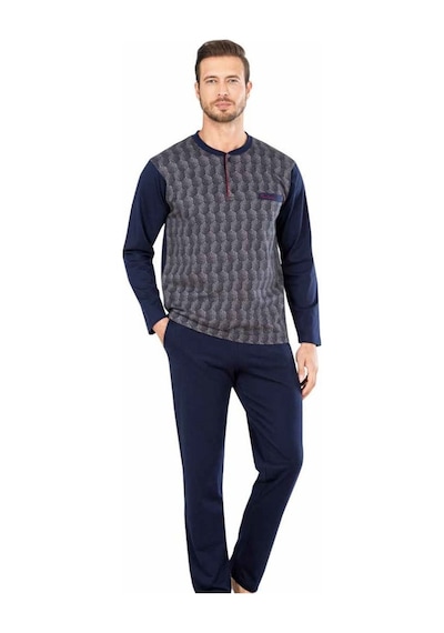Pierre Cardin Uzun Kollu Çeyizlik Jakarlı Kışlık Pijama Takım5465