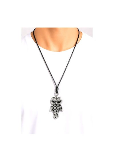 Kore İp Askılı Ve Krom Çelik Kaplamalı Unisex Tribal Kolye Kkrm-05 Gümüş2