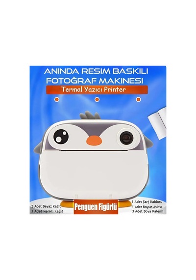 Çocuk Fotoğraf Makinesi Dijital Hd Video Kamera Anlık Termal Resim Kağıt Baskılı Yazıcı Blue - 587427494