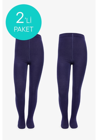 Penti Kız Çocuk Pretty Koton Lacivert 2li Külotlu Çorap