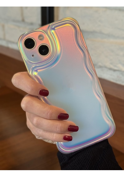 Apple Uyumlu iPhone 15 Plus Zigzaglı Dalgalı Hologram Puf Kılıf