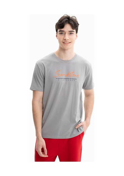 AR-MA Arma Erkek Regular Fit Örme Süprem Penye Bisiklet Yaka Tişört Y27344471501 Gri