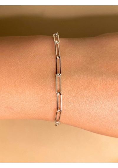 925 Ayar Gümüş Unisex Ataç Zincir Erkek Bileklik Gümüş