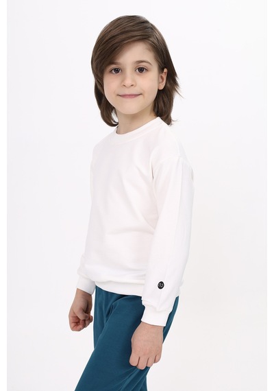 Toontoy Erkek Çocuk Baskılı Sweatshirt Ekru