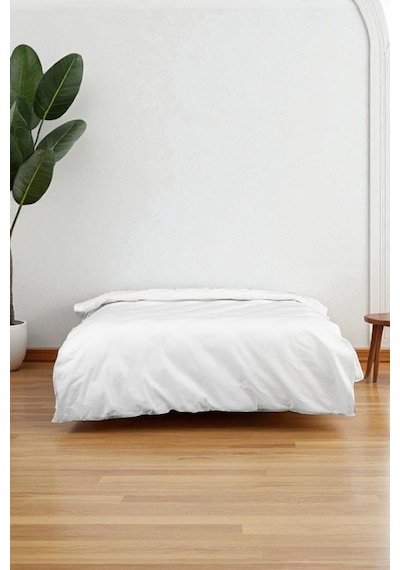Pamuklu Beyaz Fermuarlı Yorgan Kılıfı Tek Kişilik 165x230 Cm Şilte Koruyucu Sağlıklı Kumaş Beyaz