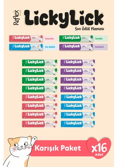 Reflex Plus Lickylick Sıvı Ödül Maması Karışık Paket 15 Gr X 16 Adet
