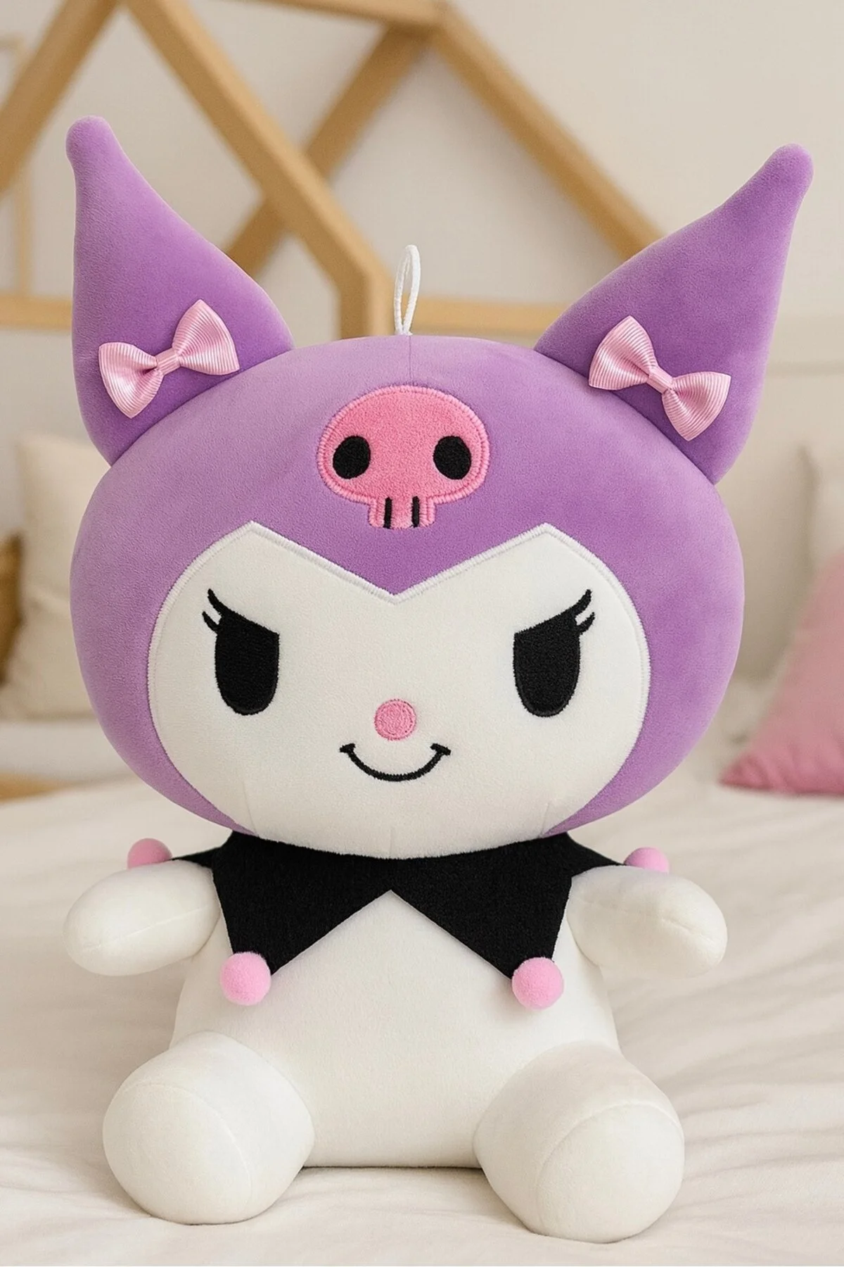 Kuromi Peluş Oyuncak 40cm+ Deri Çanta Hediyelik Set Mor