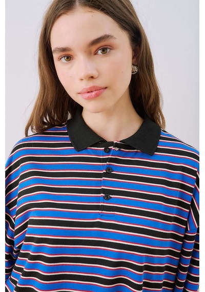 Manuka Çizgili Polo Yakalı Sweatshırt Mavi Ss26swt00002-22