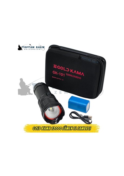 Goldkama Gk-101 12000 Lümen Profesyonel Uzun Menzilli Şarjlı Led Altın