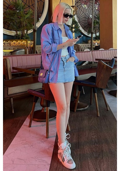 Madmext Açık Mavi Mini Jean Etek Mg2099 Açık Mavi