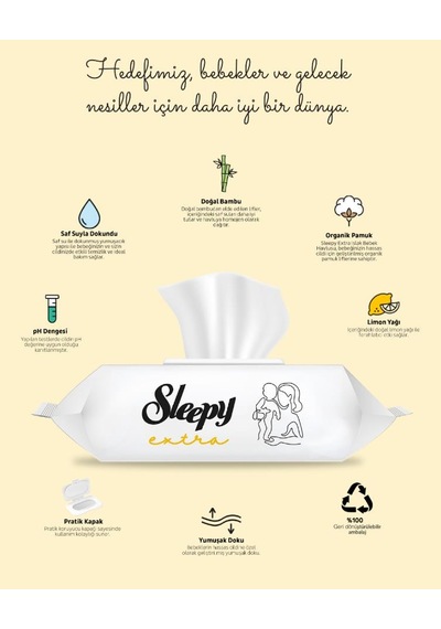 Sleepy 90'lı Extra Islak Bebek Havlusu Mega 48 Paket Ve Rosie Hediye Tekli