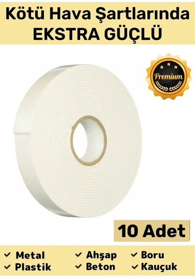 Premium Güç Kolay Uygulama Uzun Ömürlü Kuvvetli Yapışkan İz Bırakmaz 10 Adet Çift Taraflı Köpük Bant