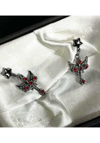 Dükkan Design Taşlı Anka Kuşu Küpe Antrasit