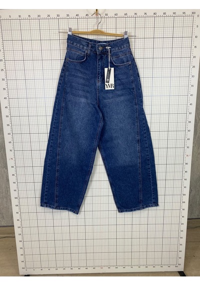 Ymr Moda Mavi Ön Detaylı Salaş Kadın Jeans Kot Pantolon 26608