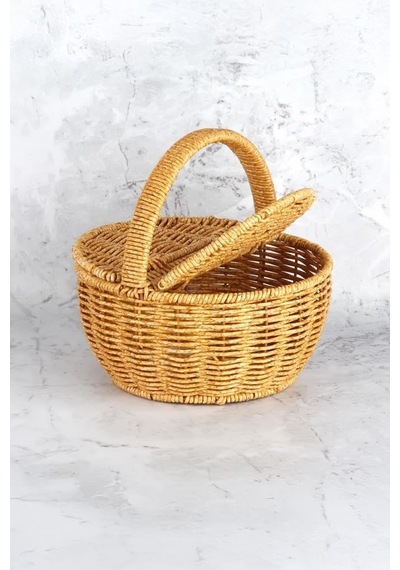 Yuvarlak Hasır Rattan Mini Kulplu Organizer Sepet - Bb6068 Diğer