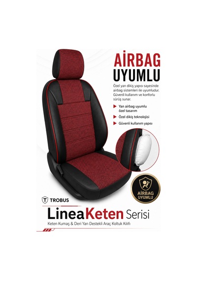 Volvo S80 2018 Ve Sonrası Uyumlu Lineaketen Serisi Bordo Kırmızı Oto Koltuk Kılıfı