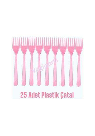 Plastik Çatal 25'li Pembe Çatal Renkli Tüm Yaşlar