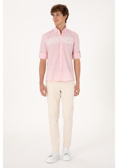 U.s. Polo Assn. Erkek Açık Pembe Gömlek Desenli 50306362-vr078 Acık Pembe