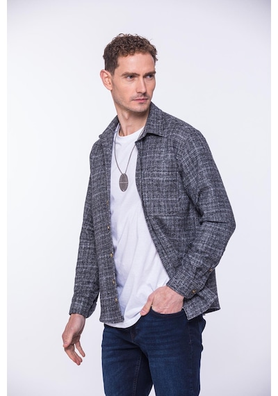 Oversize Oduncu Yumuşak Dokulu %100 Cotton Hediye Kutulu Erkek Gömlek Fs-002168 - Antrasit-1747