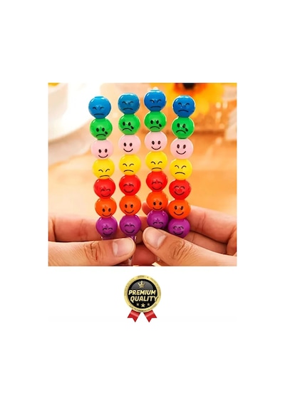 Özel Seri İlkokul Okul Öğrenci Renkli Hafif Eğlenceli Emoji Yüzlü Yumurtlayan Mini Kalem 4'lü Set