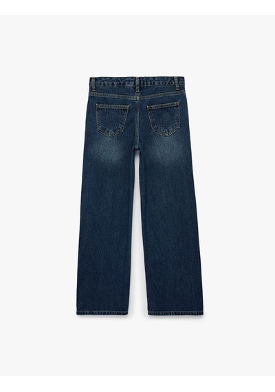Koton Loose Fit İndigo Kız Çocuk Jean Pantolon 7wkg40005ad