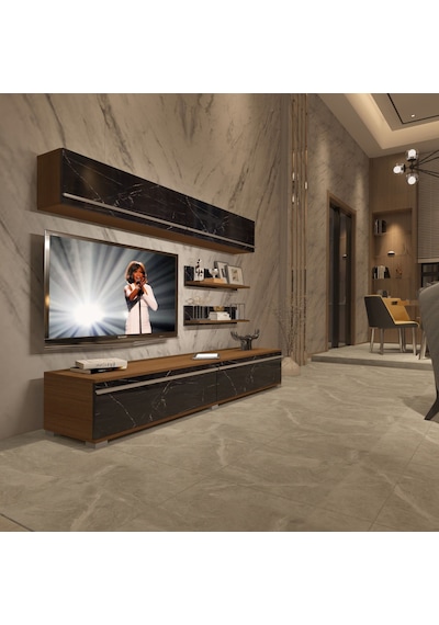 Decoraktiv Eko 5 Mdf Std Tv Ünitesi Tv Sehpası Ceviz - Siyah Mermer