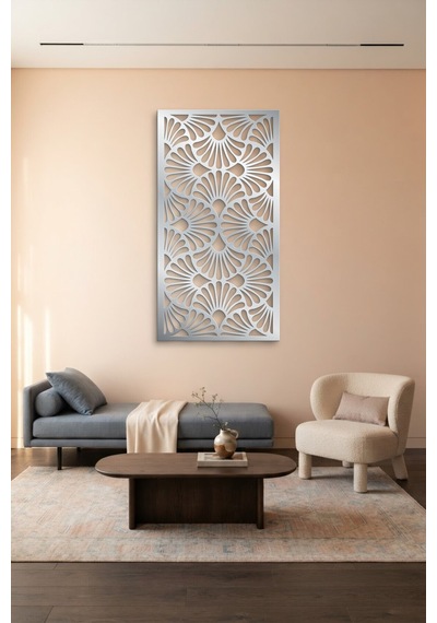Dekoratif Panel Metal Duvar Tablosu - Duvar Sanatı - Duvar Dekoru - Gümüş