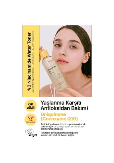Yeppda %3 Niacinamide İçeren Aydınlatıcı Vegan Tonik Yeppda Niacinamide %3 Water Toner 200ml